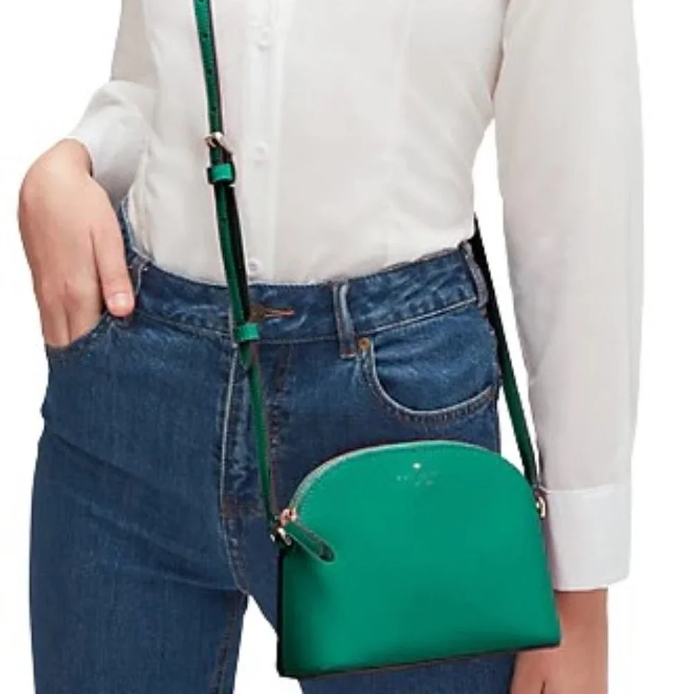 NWT KATE SPADE KALI SMOOTH LEATHER SMALL DOME CROSSBODY (WINTERGREEN)